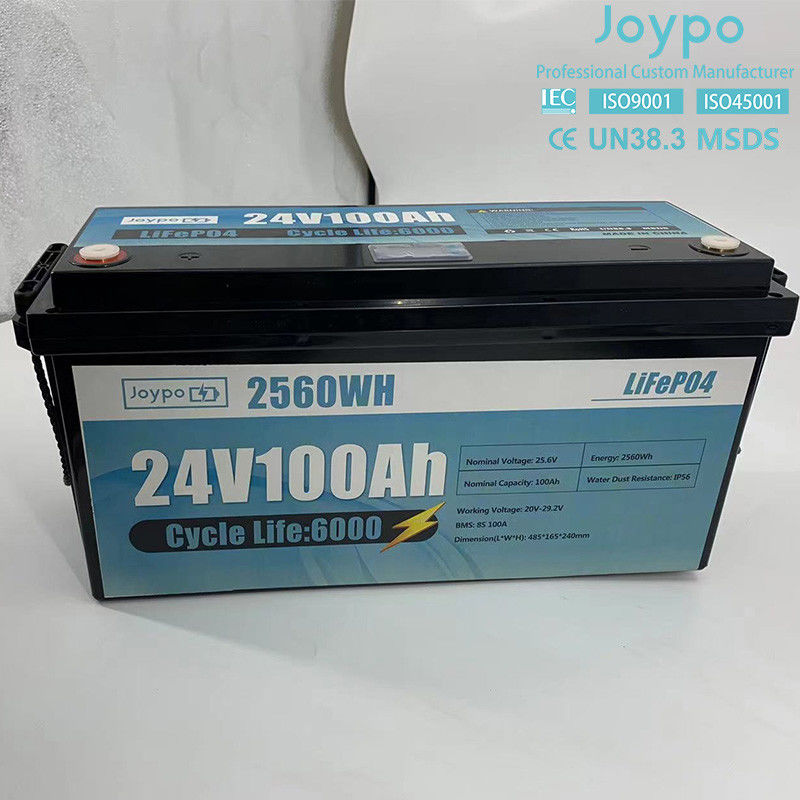 100Ah 200Ah লিথিয়াম আয়ন LiFePO4 ব্যাটারি 24 ভোল্ট গভীর চক্র ব্যাটারি RV ক্যাম্পারদের জন্য